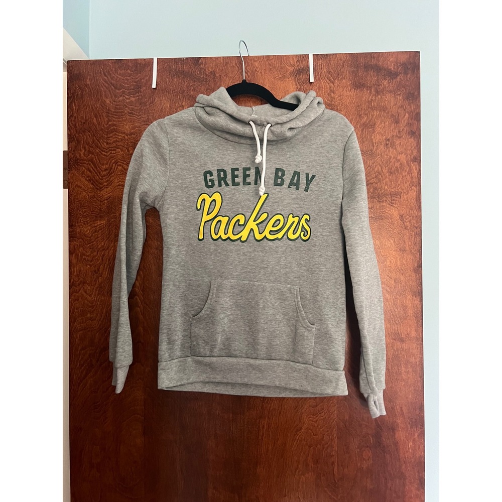 Unbranded Distressed Green Bay Packers Hoodie Kids L Gray Cowl Neck Sweatshirt